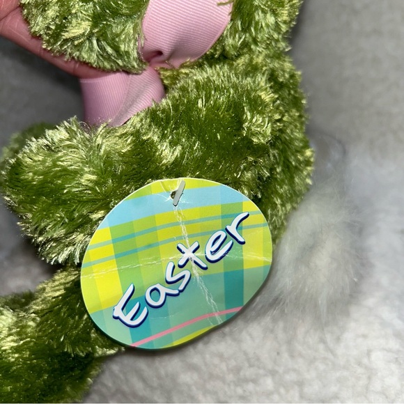Animal Adventure 2008 green frog plush 12" wearing bunny ears tail easter plush - Picture 6 of 13